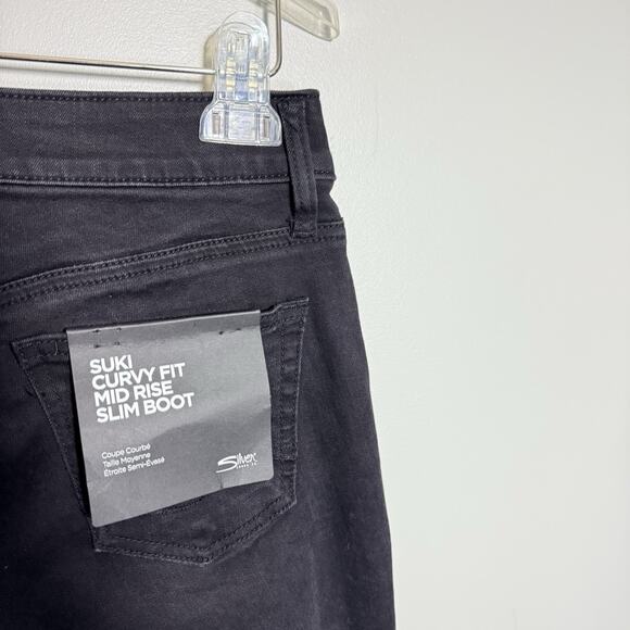 Silver Jeans Suki Mid Rise Curvy Fit Slim Bootcut Jeans 26/31 Black Washed New - Picture 6 of 7